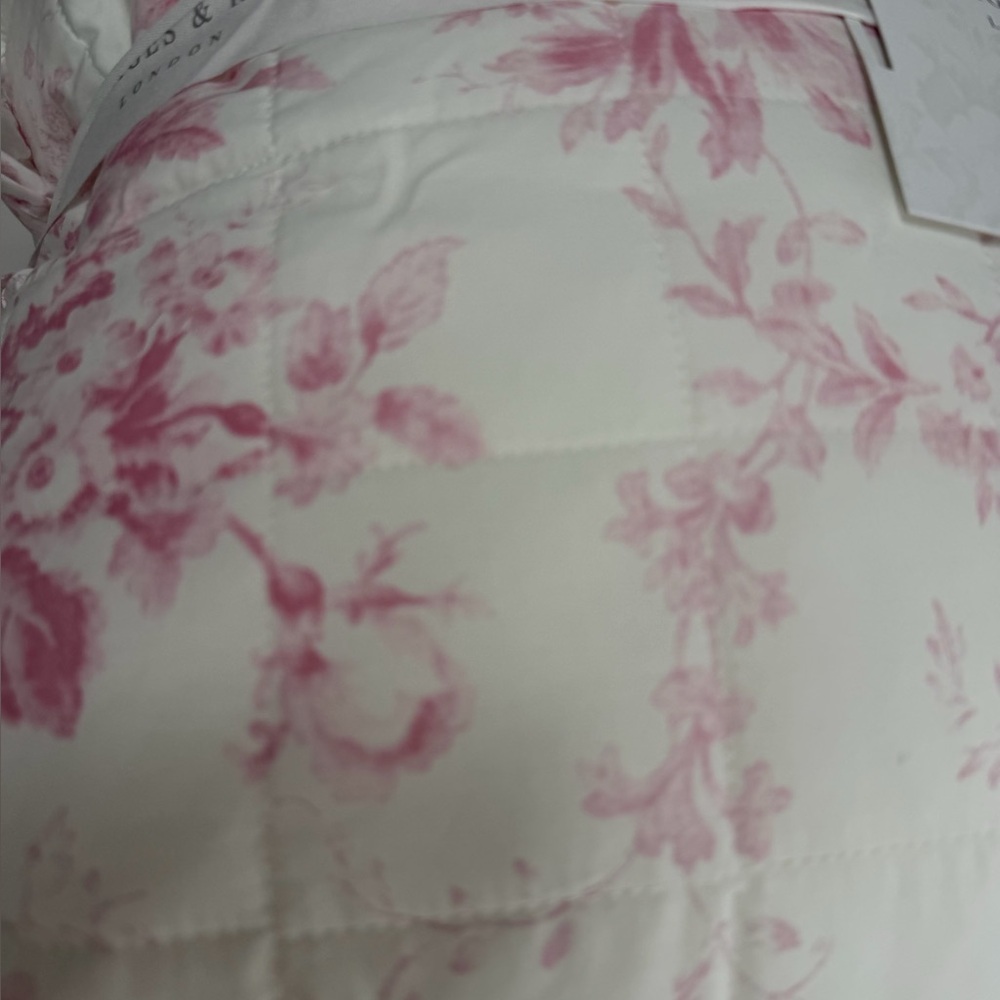 2 Elegant Pink Floral Euro Shams Ruffles Cabbages & Roses London ~ Raspberry - Picture 6 of 16